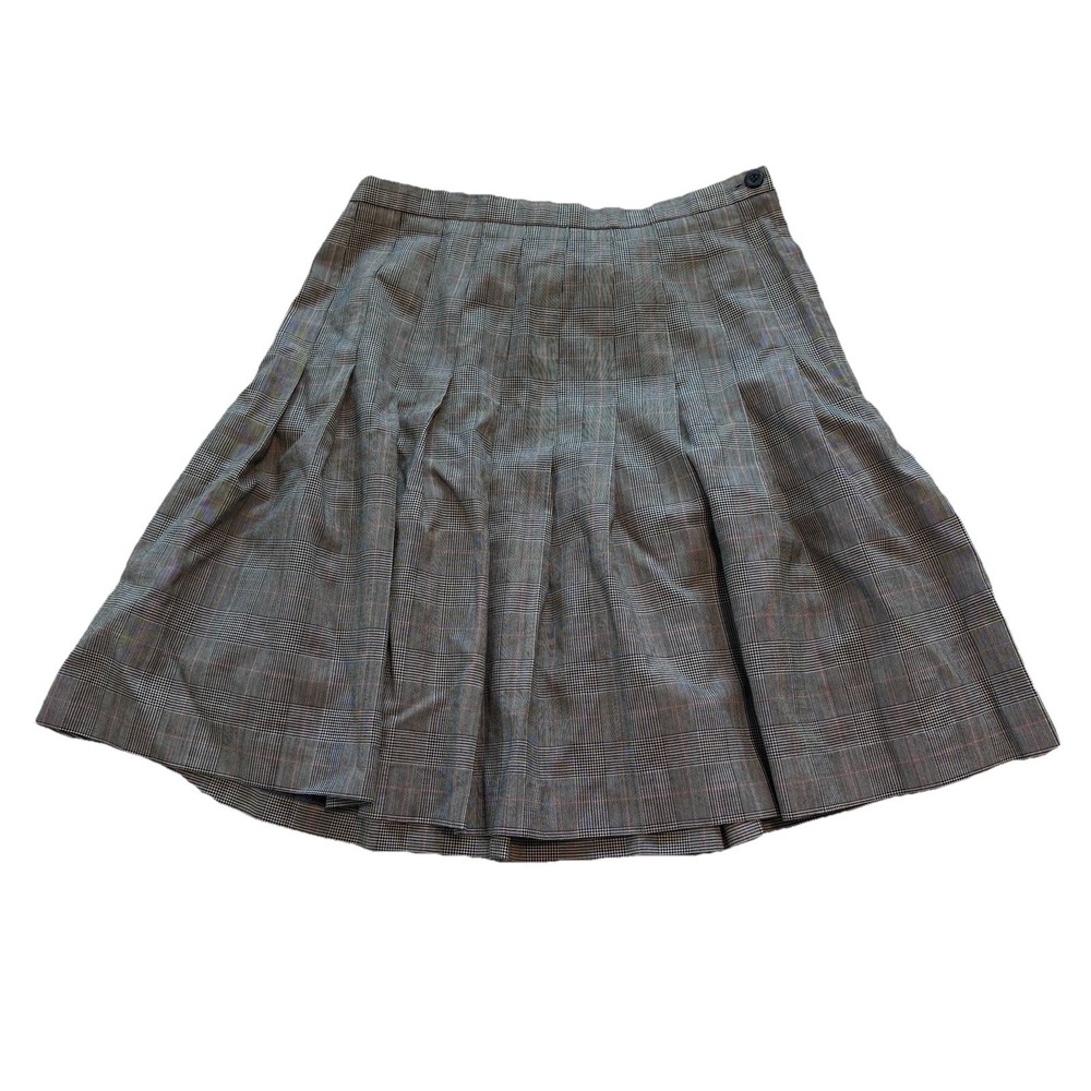 Vintage Talbots Petite Wool Pleated Mini Skirt Gray Made USA 10P Academia Preppy